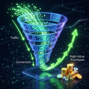 Sales funnel visual representing Conversion Rate Optimization Tips