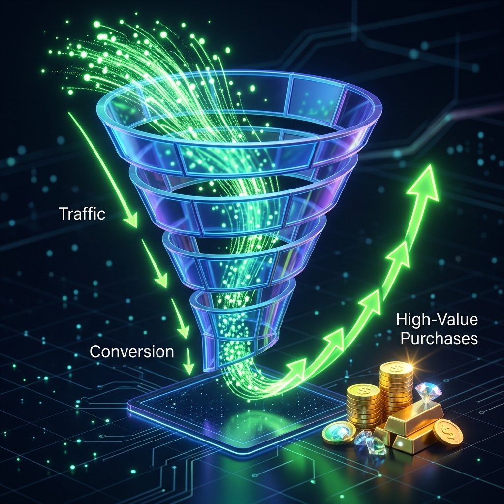 Sales funnel visual representing Conversion Rate Optimization Tips