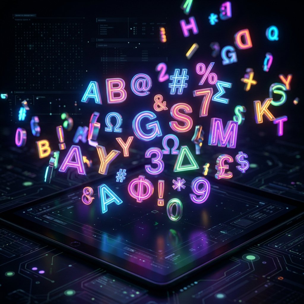 Illuminated neon letters representing Web Design Typography design