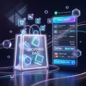 Premium 3D composition representing high-converting E-commerce UX Design