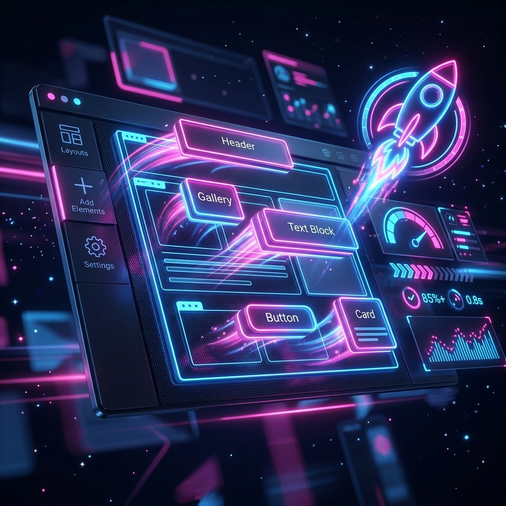 Speed building interface representing Elementor Performance Tips
