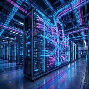 Secure futuristic cloud database array representing the Best WordPress Hosting for Agencies