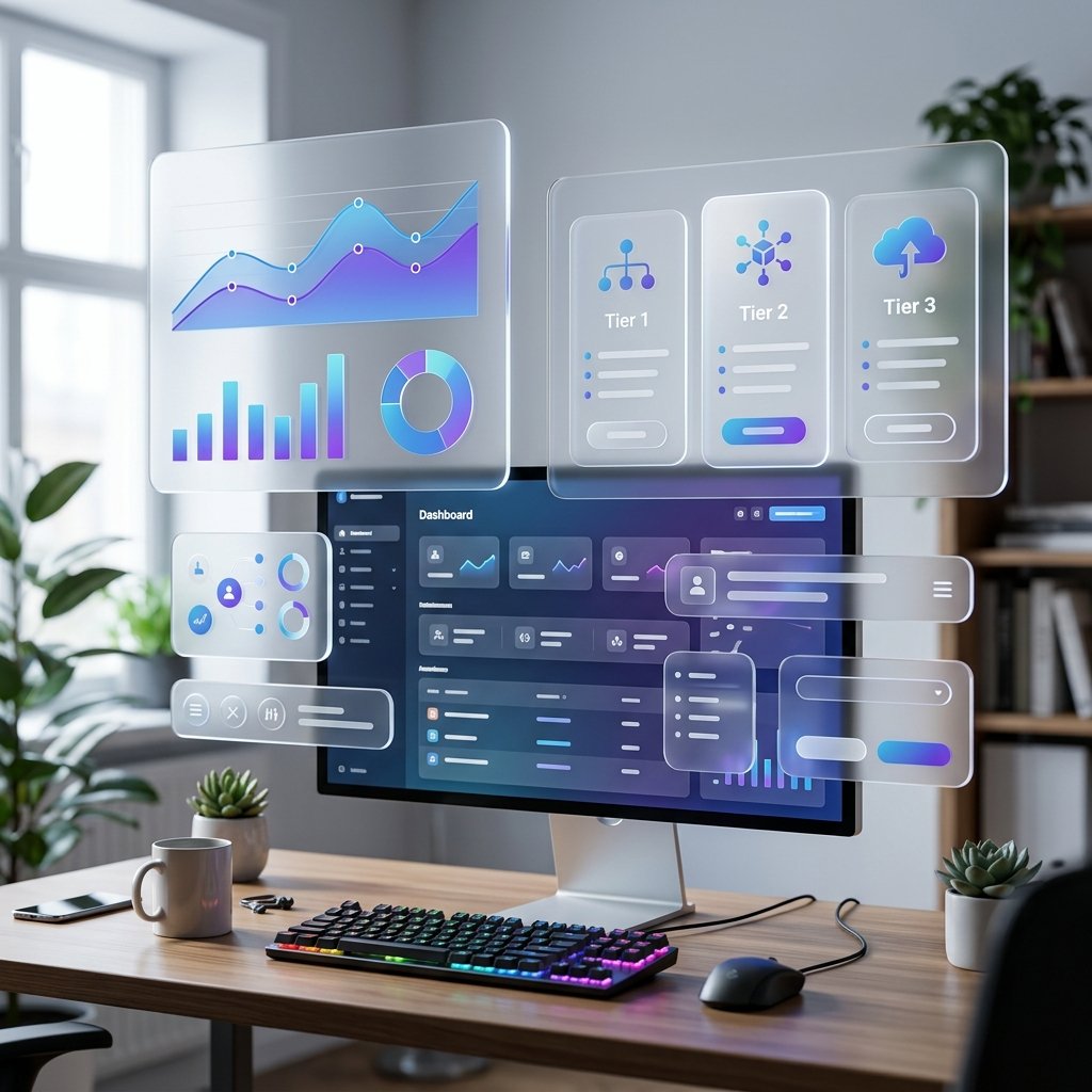Cloud dashboard charts representing SaaS Web Development workflows