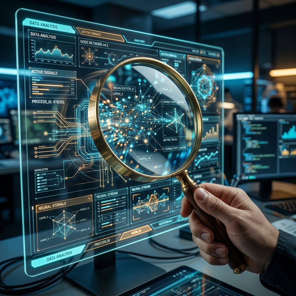 Usability magnifying glass inspecting mockups representing UI UX Design Process