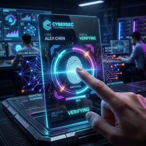Glowing fingerprint scan interface representing the Web Application Security Checklist