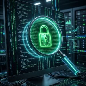 Secure padlock scanning representing a Website Security Audit