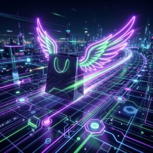 Fast retail delivery wings representing WooCommerce Speed Optimization