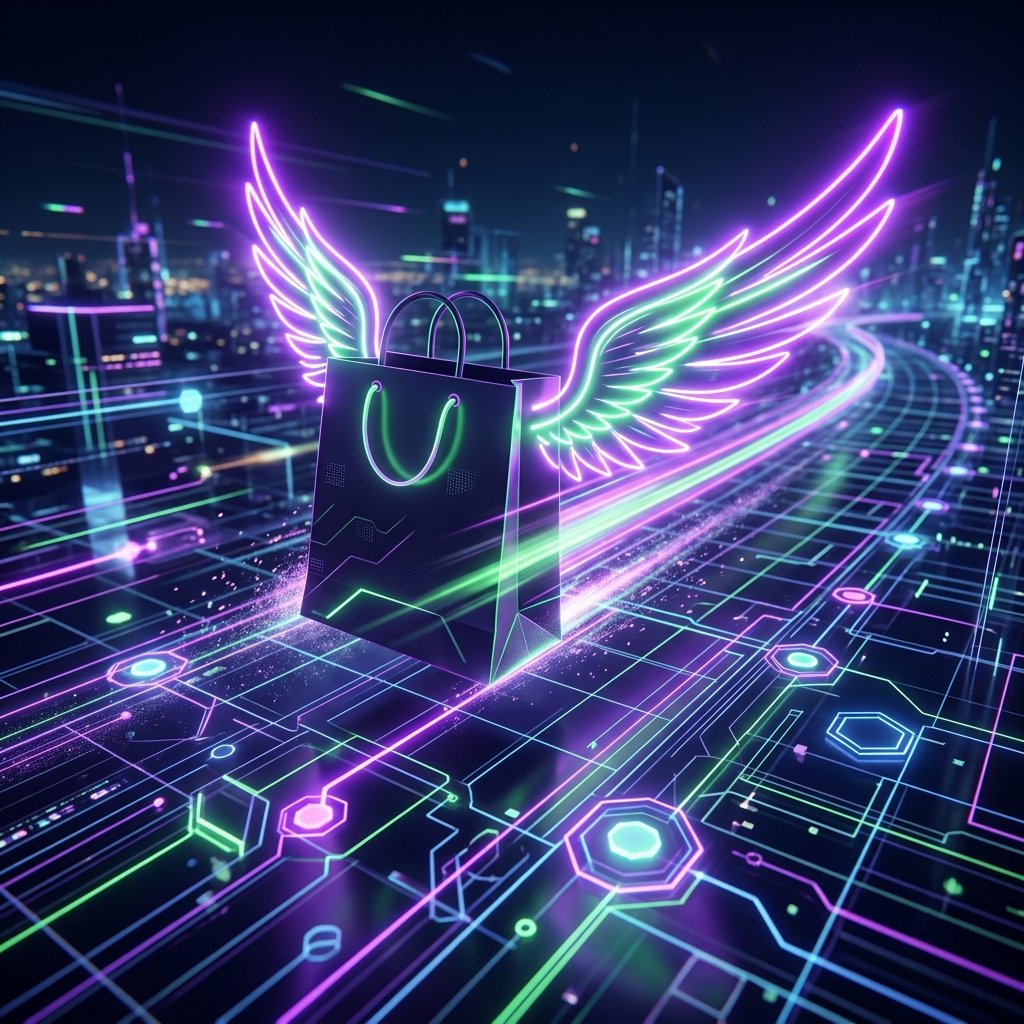 Fast retail delivery wings representing WooCommerce Speed Optimization