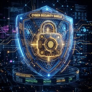 High-tech security shield representing the WordPress Security Checklist